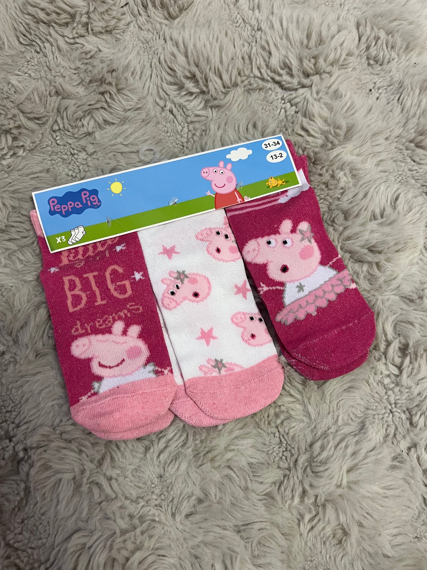 Chaussettes Peppa Pig Rose x3